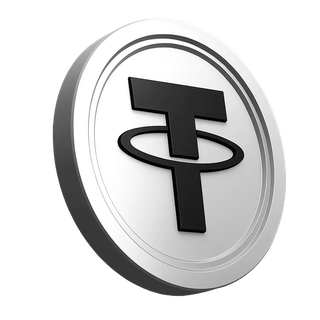 Graphic of a Tether USDT coin within the platform information section
